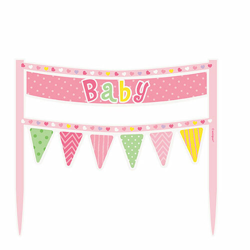 Pink Clothesline Babyshower cake banner