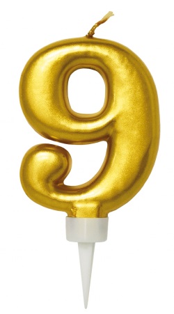 Birthday candle gold 9