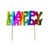 Kaketopp Regnbue Metallic "Happy Birthday"