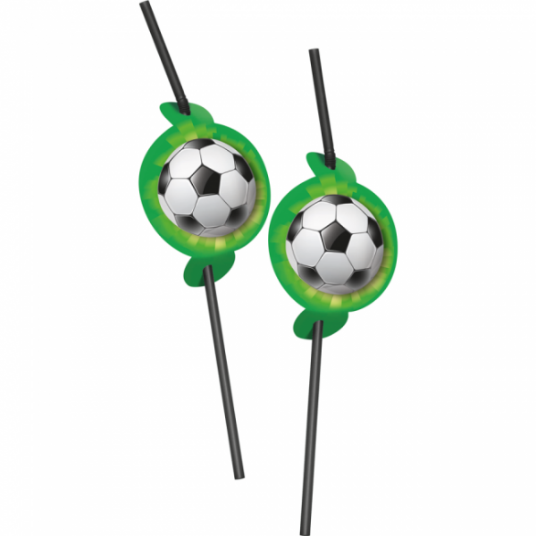 Goal grønn fotball sugerør 6 stk