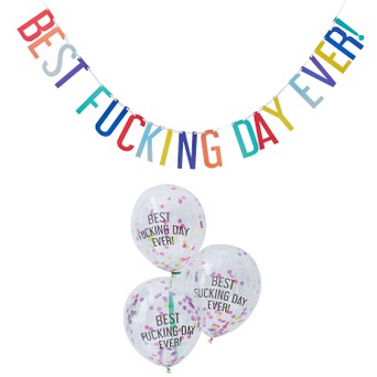 Naughty birthday ballong og banner kit