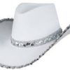 Cowboyhatt hvit glitter