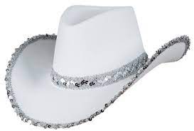 Cowboyhatt hvit glitter