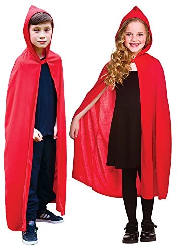 Lang rød kappe med hette til barn