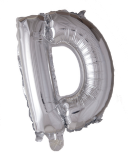 Bokstavballong- D sølv 41 cm