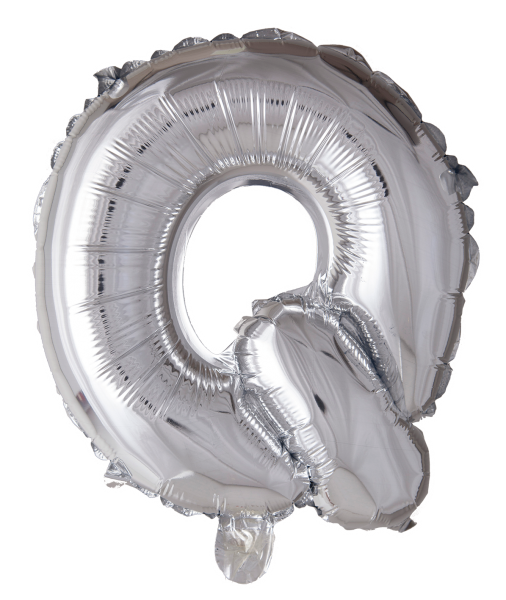 Bokstavballong- Q sølv 41 cm