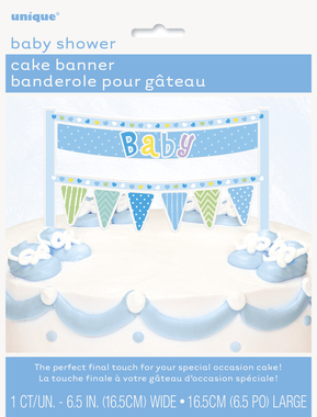 Blue dots baby shower cake banner