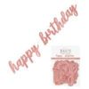 Leddbanner rosegull glitz "Happy birthday"