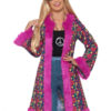 S/M 60s Psychedelic hippie coat rosa