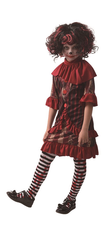 Horror clown kjole barn 122/134