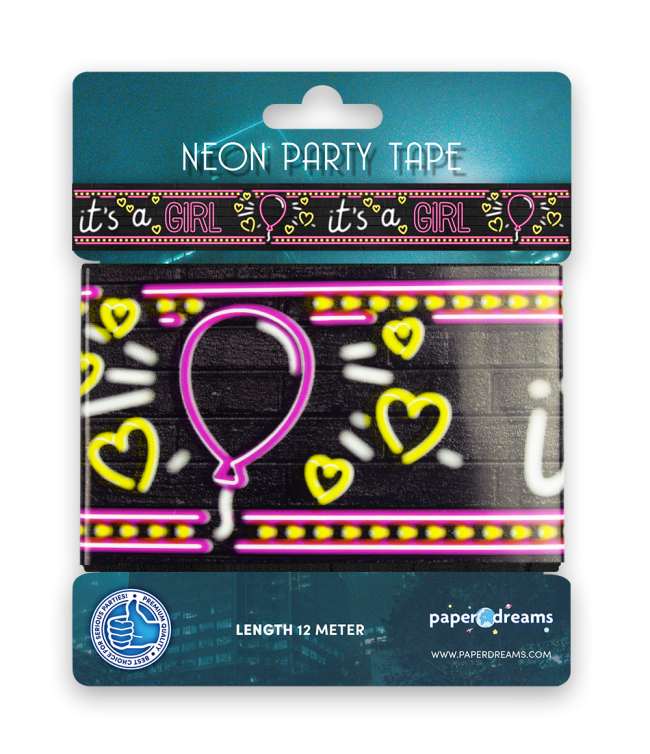 Neon party tape It's a girl 12 m