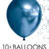 10 pk blå chrome/speilballonger