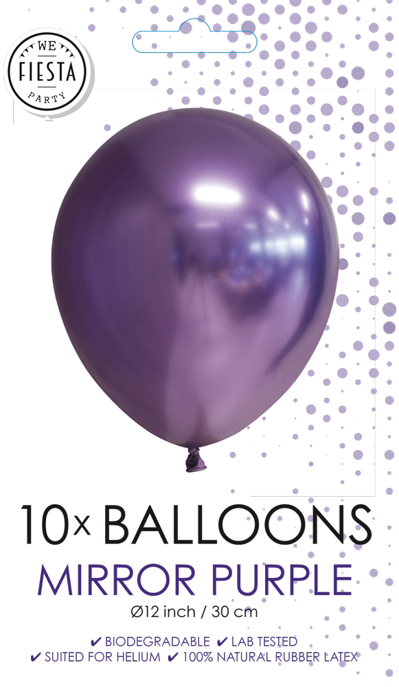 10 pk lilla chrome/speilballonger