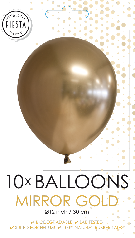 10 pk gold chrome/speilballonger