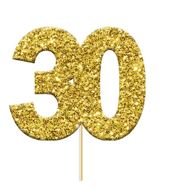 Gull Glitter kaketopper - "30"