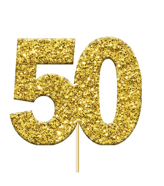 Gull Glitter kaketopper - "50"