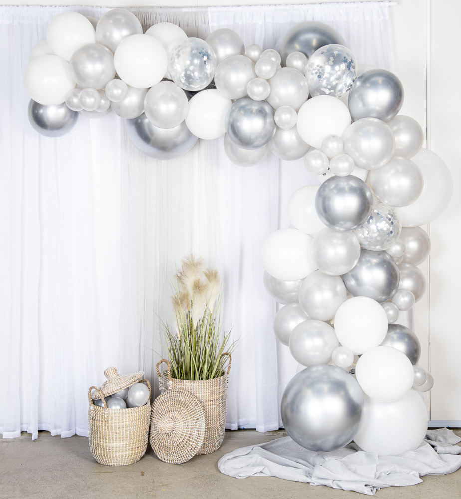 Balloon Arch Kit - Silver/Chrome