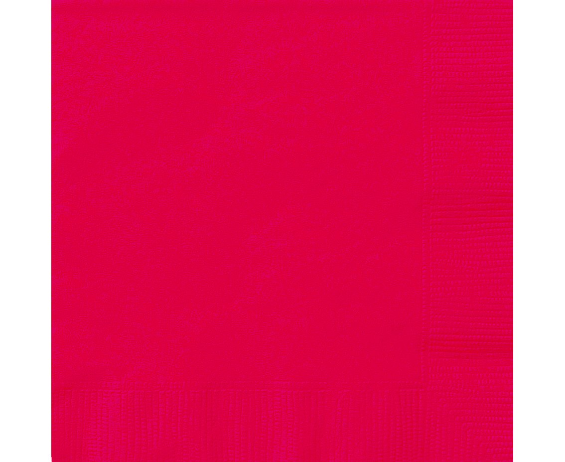 20 Drikkeservietter ensfarget rød - 25x25cm