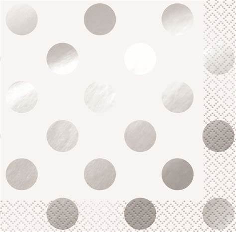 Servietter silver dots 25x25cm, 16pk