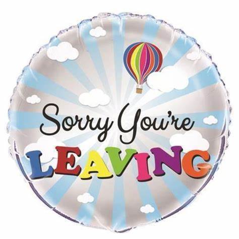 Folieballong Sorry youre leaving