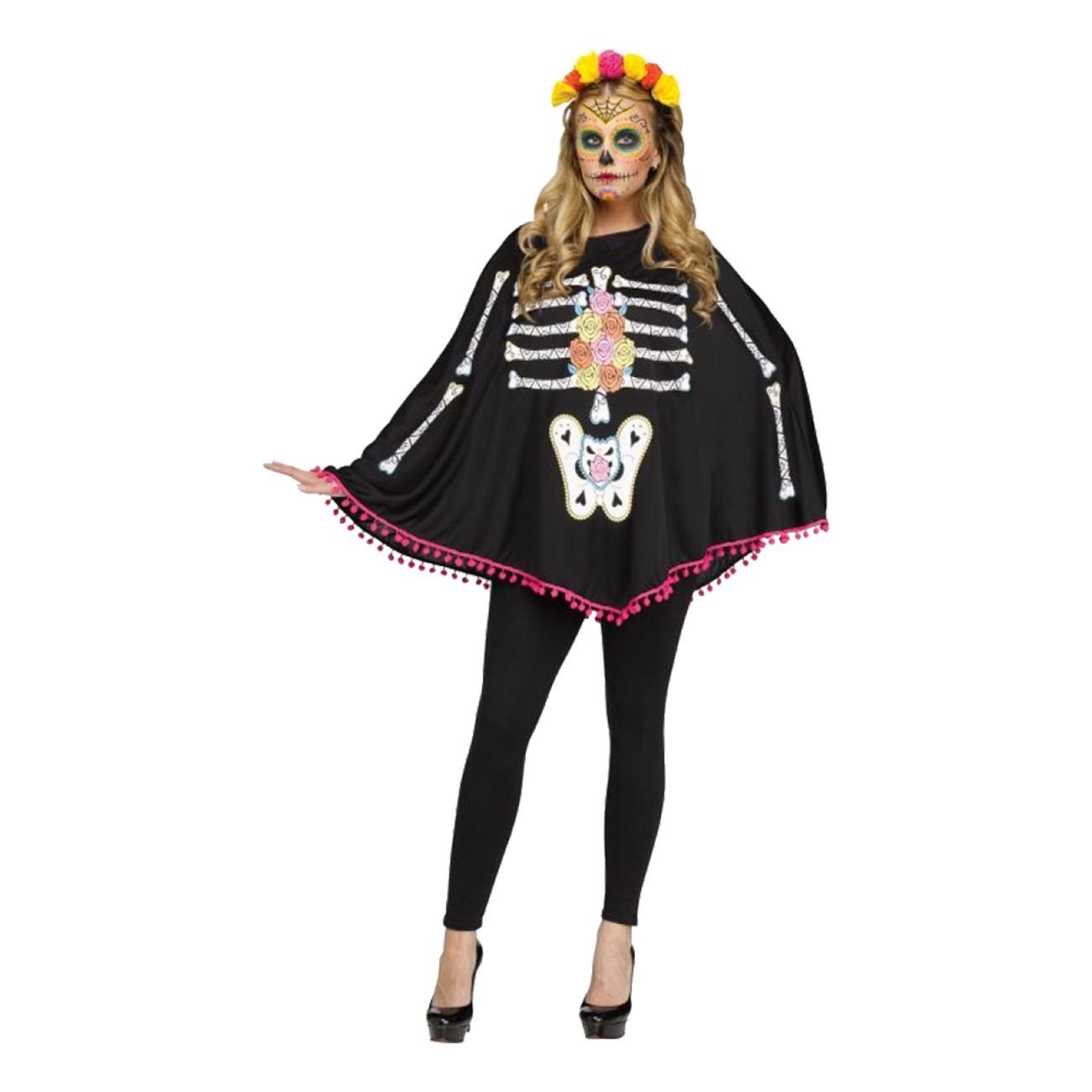 Day of the dead poncho (onesize)
