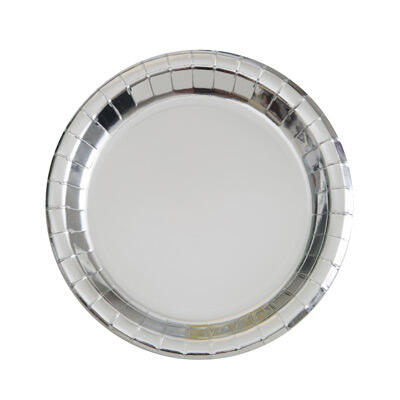 Papptallerken sølv metallic 23cm 8pk