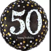 Holographic Sparkling Birthday 50 folieballong svart