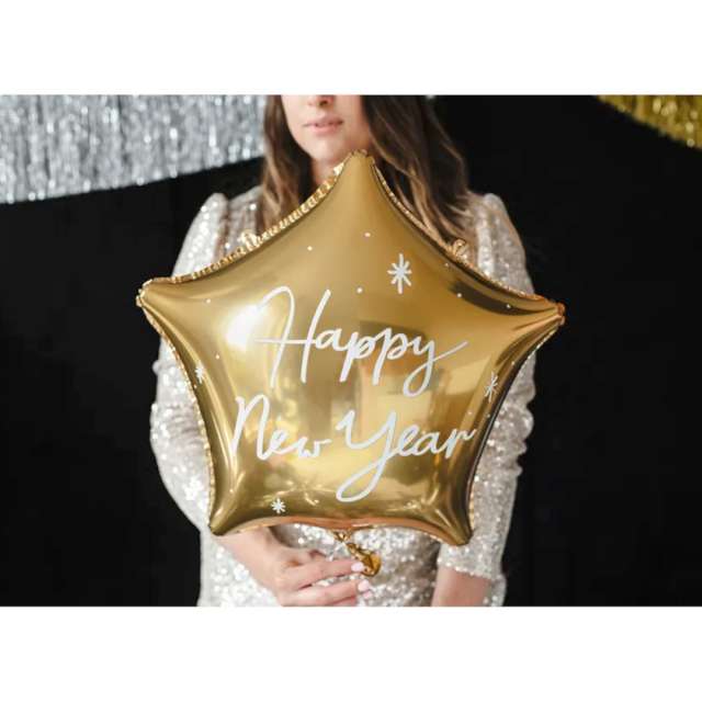 Happy new year gull stjerne folieballong