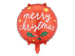 Merry christmas rød folieballong