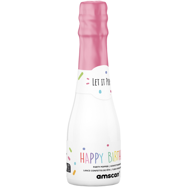 Confetti Popper Bottle Pink Bottle 16cm