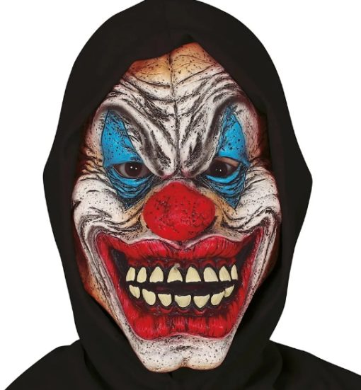 Latexmaske killer clown med hette