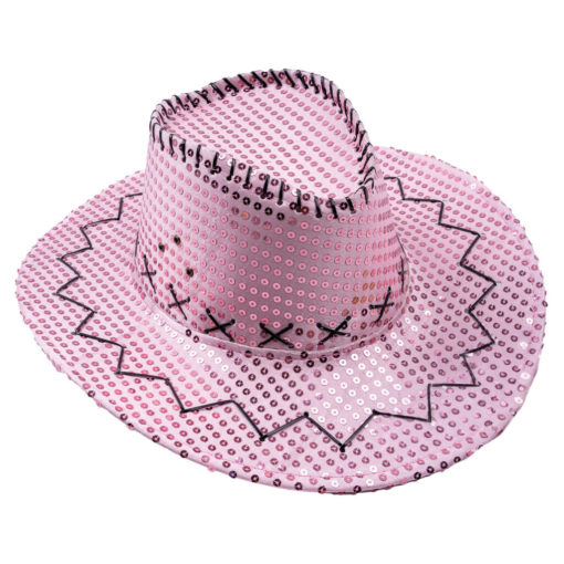 Cowboyhatt Lys Rosa med paljetter