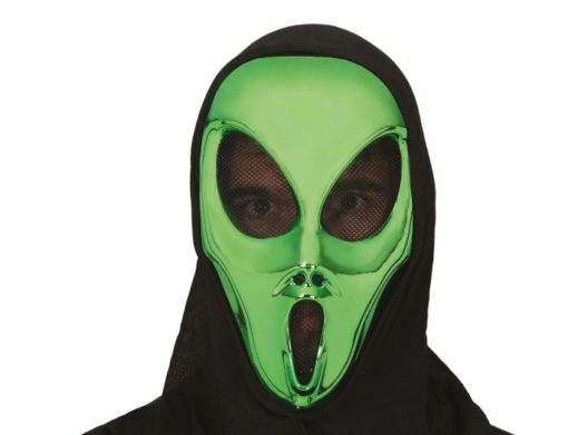 Grønn alienmaske med hette pvc