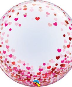 Deco bubble red hearts confetti 61 cm