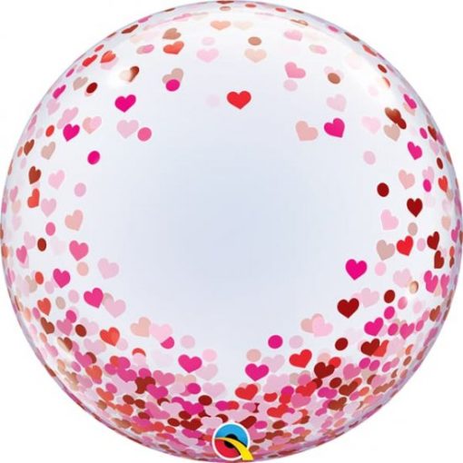 Deco bubble red hearts confetti 61 cm