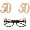 50 års gold glitter briller