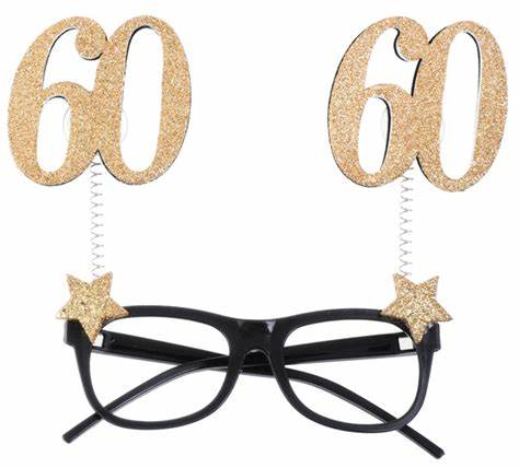 60 års gold glitter briller