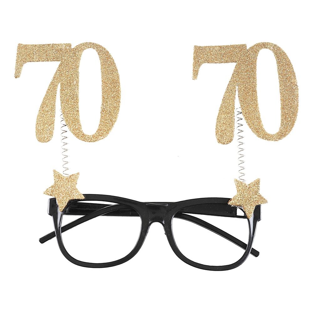 70 års gold glitter briller