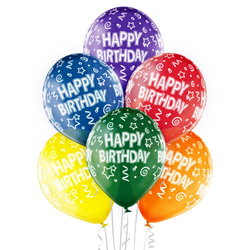 Happy birthday crystal ballonger 6pk 30cm Ø