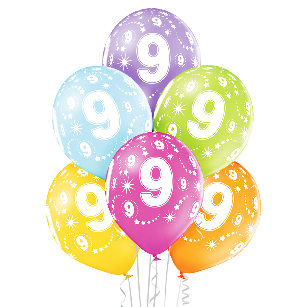 9th birthday pastel ballonger 6pk 30cm Ø