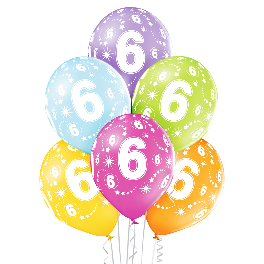 6th birthday pastel ballonger 6pk 30cm Ø