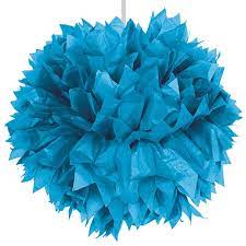 Pom-pom dekorball azurblå 30 cm