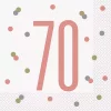 Servietter 70 år hvit/rosegull 16pk