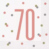Servietter 70 år hvit/rosegull 16pk