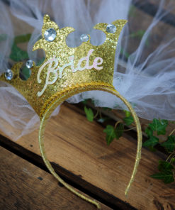 BRIDE TO BE CROWN WITH VEIL GOLD