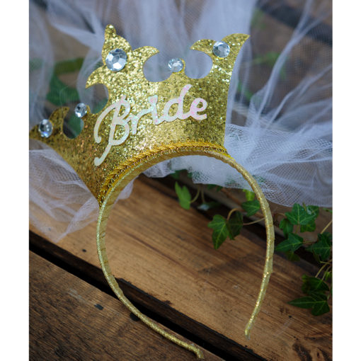 BRIDE TO BE CROWN WITH VEIL GOLD