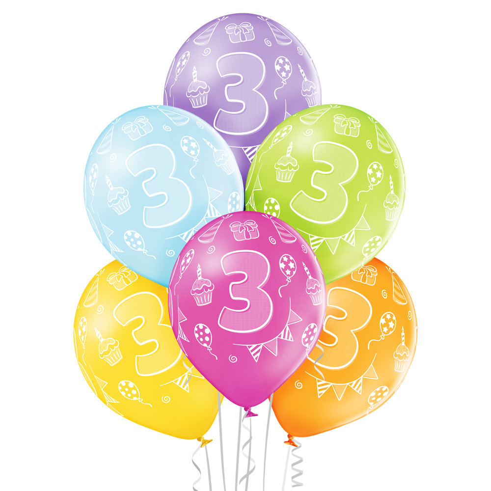 3rd birthday pastel ballonger 6pk 30cm Ø