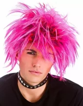 80s rocker parykk kort rosa