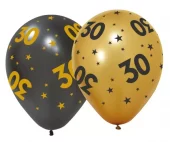 30 år ballonger golden celebrations 6pk