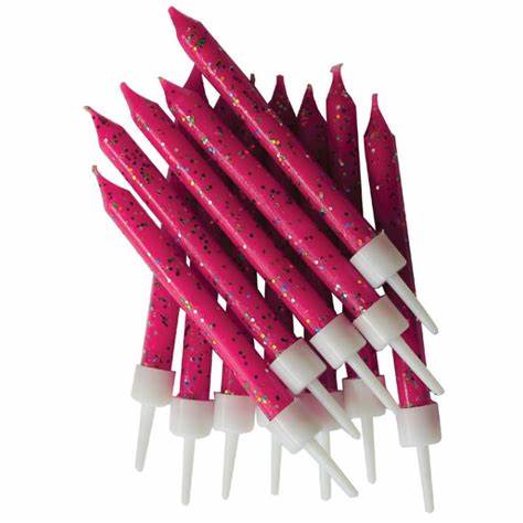 Glitter kakelys med holdere fuchsia 12pk